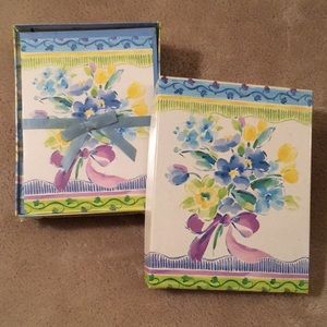 Blue Bouquet Note Card Set of 18 NWOT